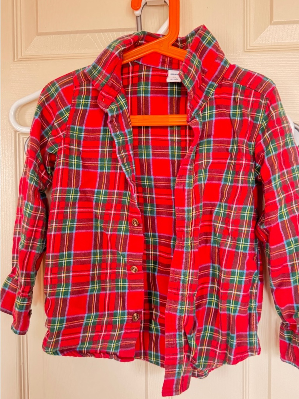 Christmas Old Navy Red and Green Plaid Button-Down Shirt